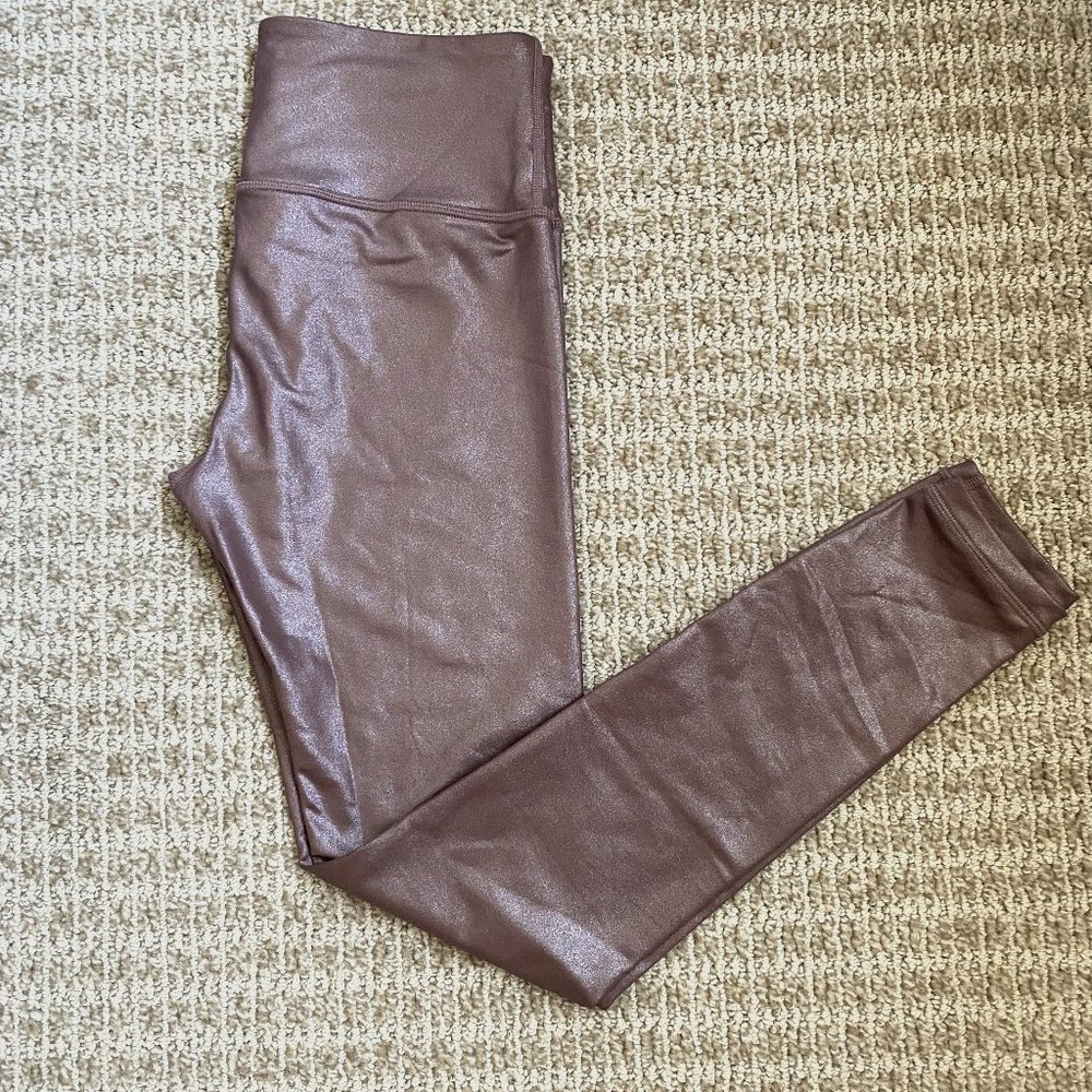Athleta Elation Printed Shimmer Tights Cinnamon Brown